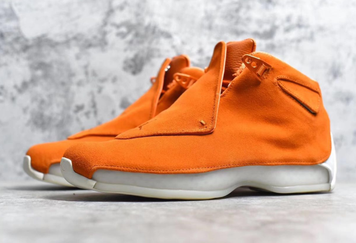 Real Jordan 18 Orange Suede Shoes - Click Image to Close